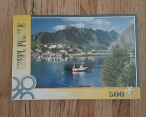 NEW Sealed Vintage Trefl Jigsaw Puzzle Mountain Water & Boat Coastal Scenery
